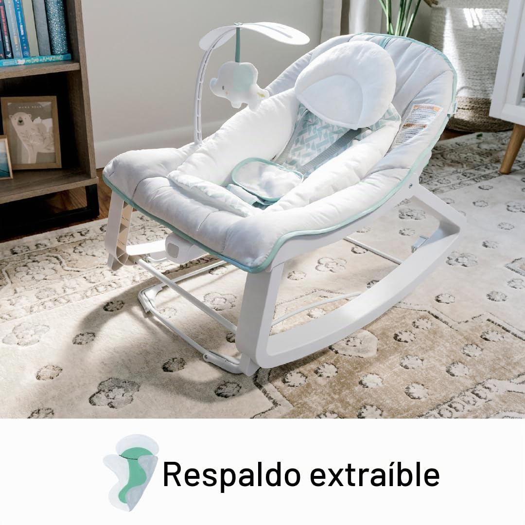 Ingenuity, Hamaca Mecedora para Bebés 3en1 Keep Cozy - Weaver, Vibraciones Relajantes, Arco de Juguetes, Arnés de 5 Puntos, 2 Reclinaciones, Unisex, desde recién nacidos hasta los 18 kg