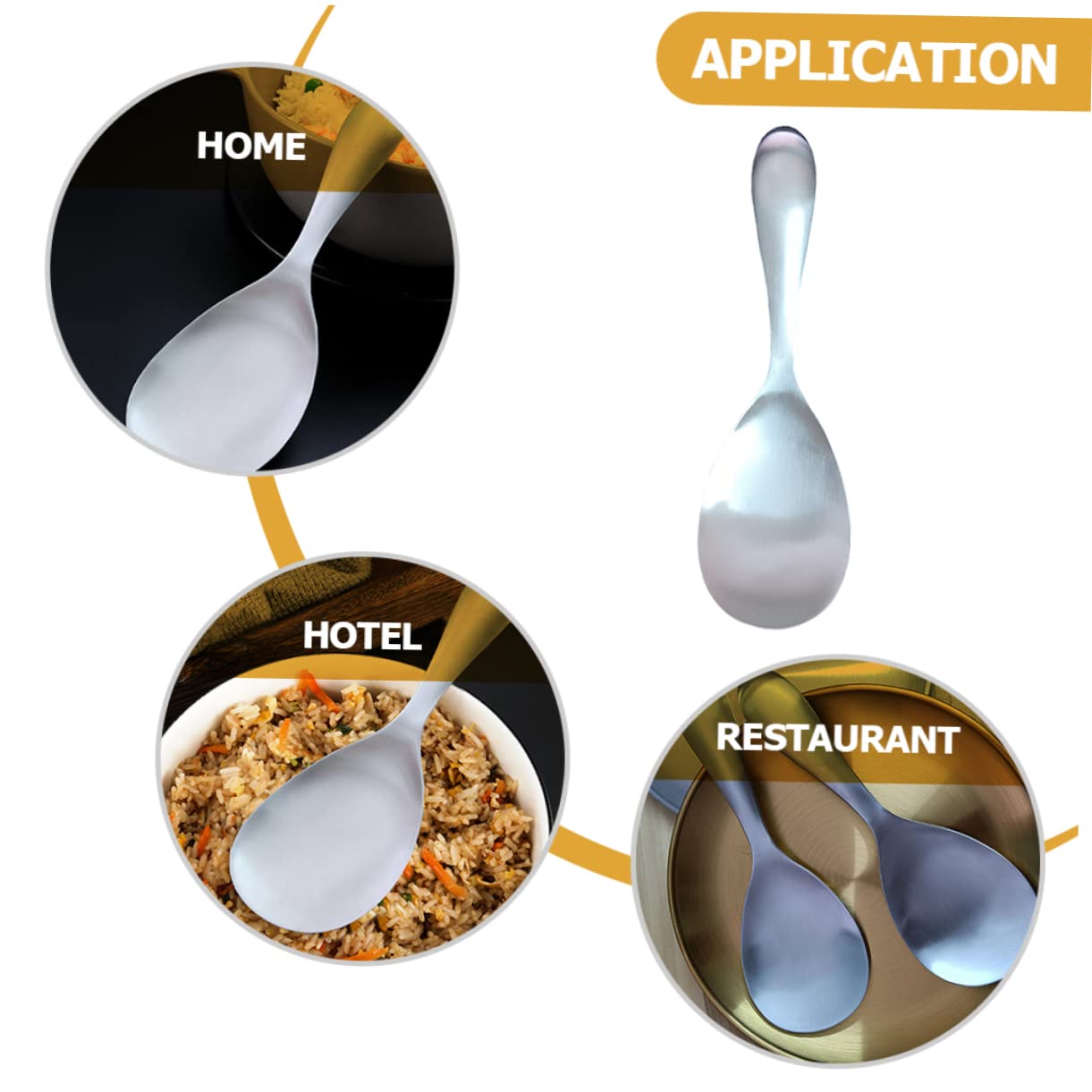 Cabilock Stainless Steel Rice Spoon Ergonomic Design Kitchen Rice Paddle for Home Restaurant Use Rice Scooper Wear Resistant Cooking Utensil Convenient Serving Tool