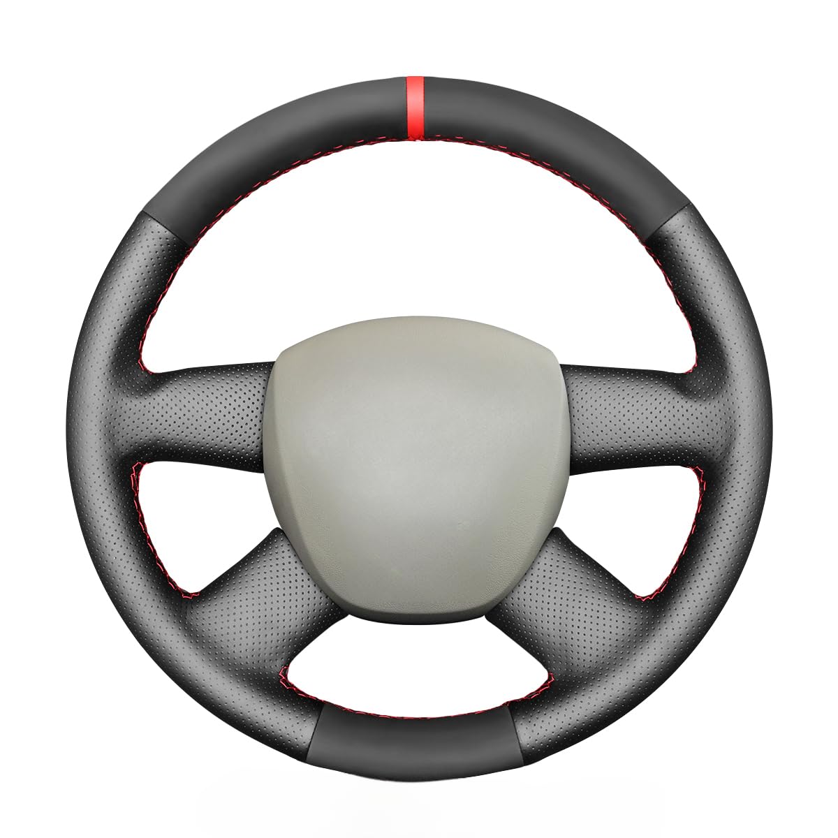 MEWANT Funda de volante cosida para A3 (8P) Sportback A4 (B8) A4 (B7) A6 (C6) 4 radios/sin botón multifunción/accesorios de volante para A3 A4 A6