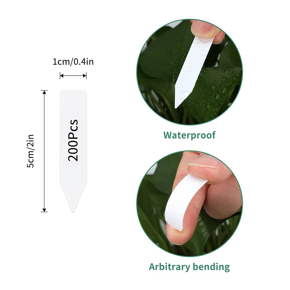 200 Étiquettes Jardin 5x2cm KINGLAKE - Marqueurs Plantes Potager Extérieur Blanc Plastique