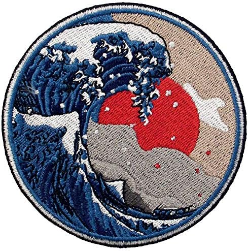 Great Wave Off Kanagawa Patch Embroidered Badge Iron On Sew On Emblem