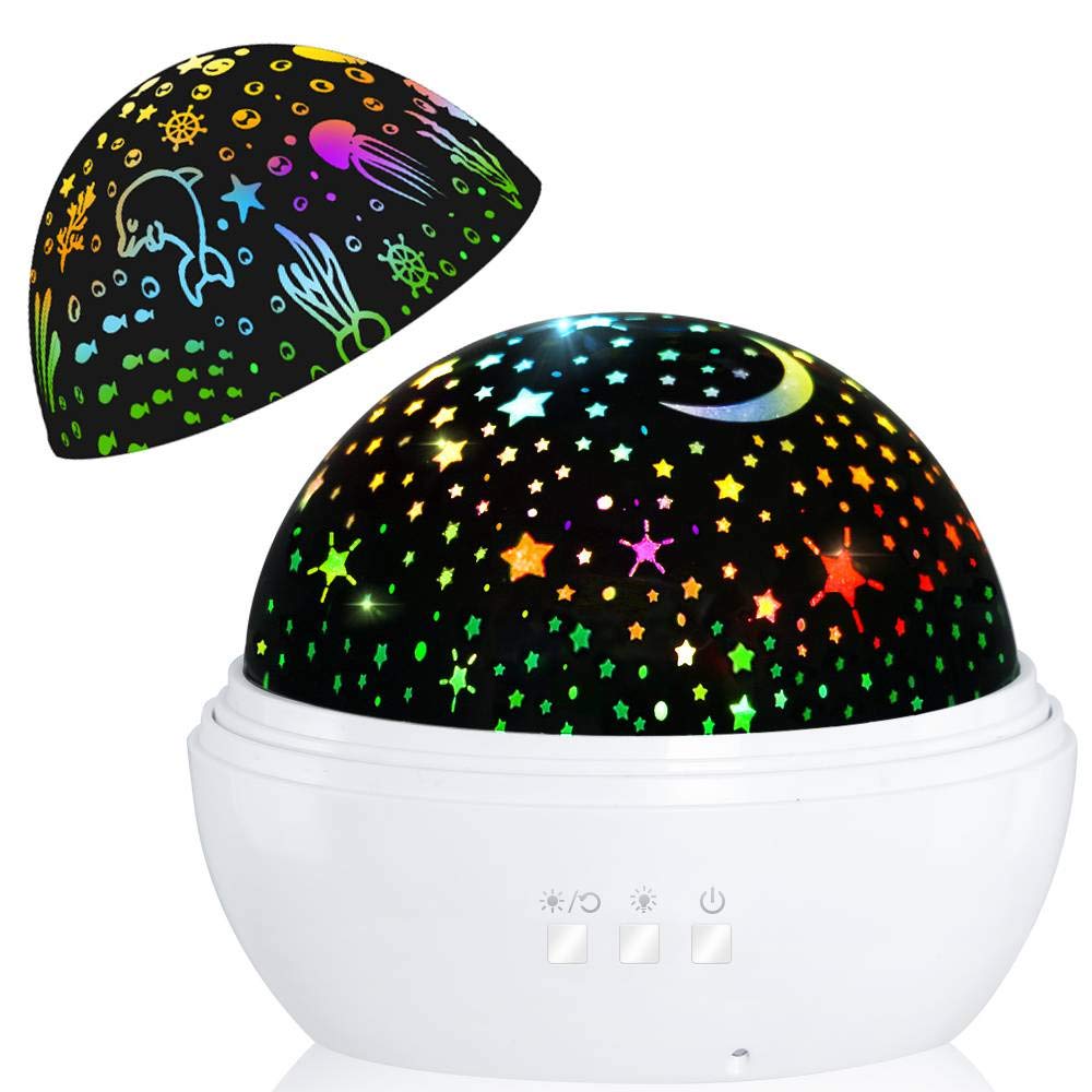 Sleeping Light Projector,Girls Lamp for Nursery Room,Star lite,Sea Projector,Christmas Gift for 2 3 4 5 6 Years Old (Star&Ocean-White)