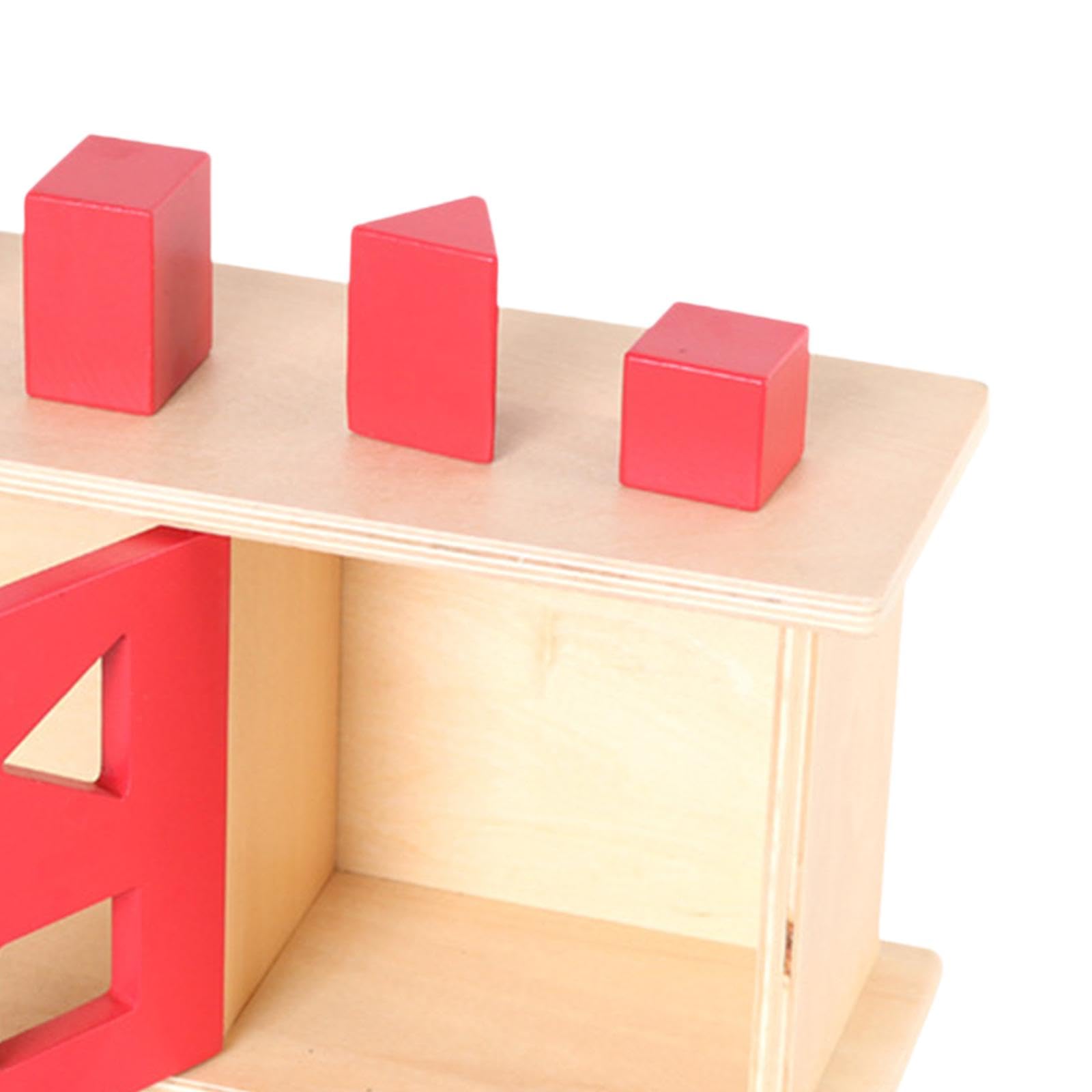 predolo Box Objekt Permanente Holz Lernspielzeug Form Sortierbox Sensomotorisches Übungsgerät für Vorschule Eltern-Kind-aktivität, roter Schiebedeckel