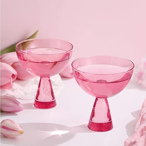 Miniatura 2 de Honeydak 2 vasos Ramona Coupé vintage Art Déco, copas de cóctel y champán, colección moderna de cristalería para bebidas de bar para daiquiri,