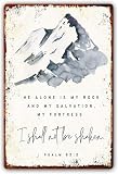 He Alone Is My Rock and Salvation Psalm 62 Metal Sign – 12x16 Inch Christian Scripture Wall Art for Bedroom...