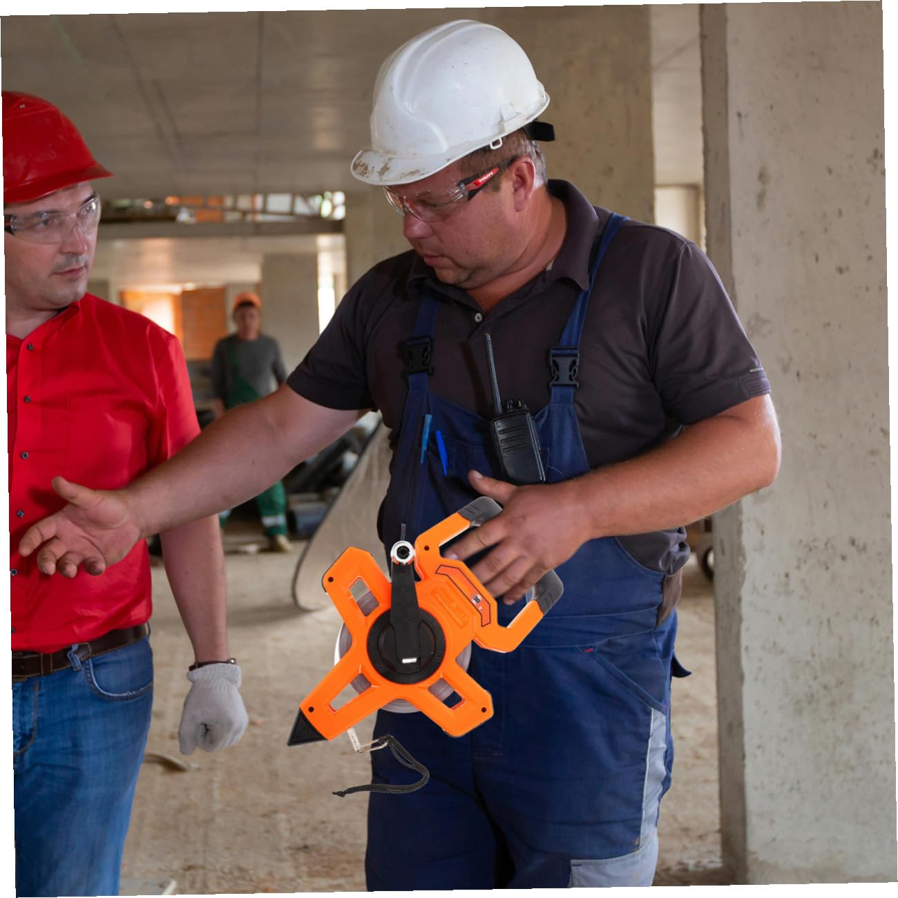 DOITOOL Cinta Métrica de Ingeniería de Plástico y Nylon, 0-50m, Diseño Compacto y Portátil, para Mediciones Profesionales y Bricolaje