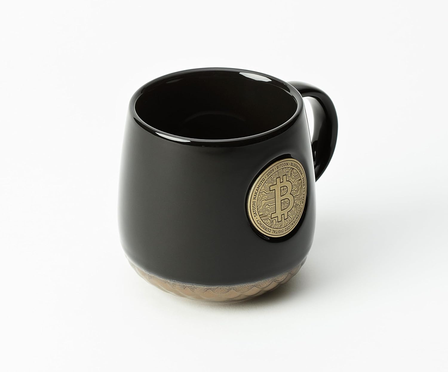 Crypto Bitcoin Coffee Mug, Ceramic Coffee Mug Cup, Digital Currency Gift, 14 oz. (Black and White) (Black)