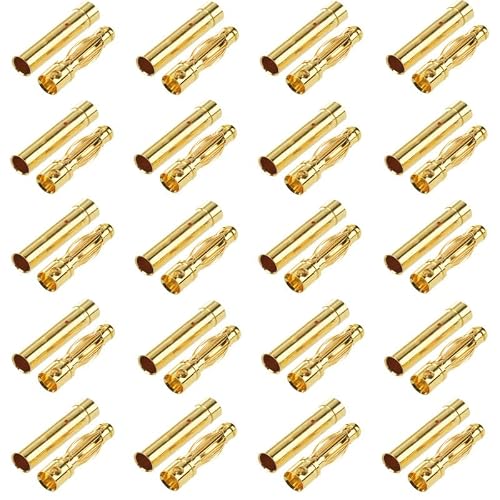 LINSYRC 20 Pairs Gold-Plated 4MM 4.0MM Banana Plug Bullet Male and Female Connector Adapter for RC Lipo Battery ESC Motors (4.0MM)