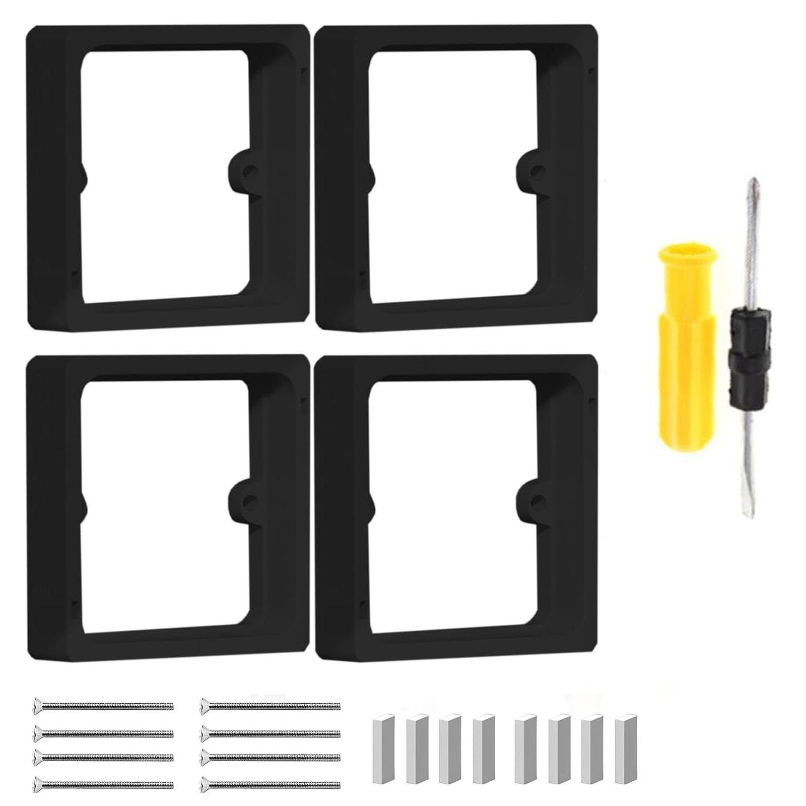 Tarqite 4Pcs Light Switch Spacer,10mm Spacers with Screws for Outlets Switches Wall Fitting Single Socket Surround,Increase Installation Space(Black)