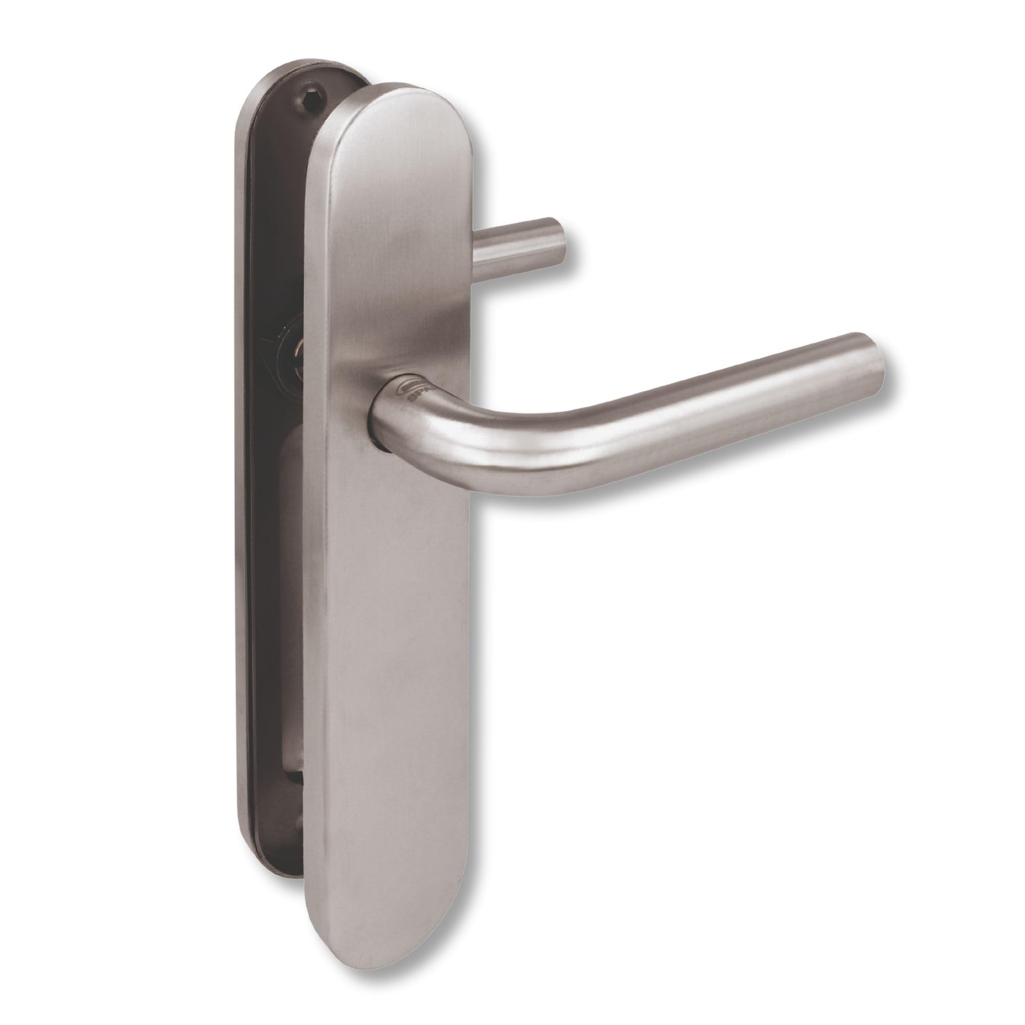 Amig Stainless Steel - Handle Set With Door Plate | Mod. 4Px | 136 X Ø19 Mm | 8 Mm Square | Elegant And Simple Design | 18/8 Matte Silver