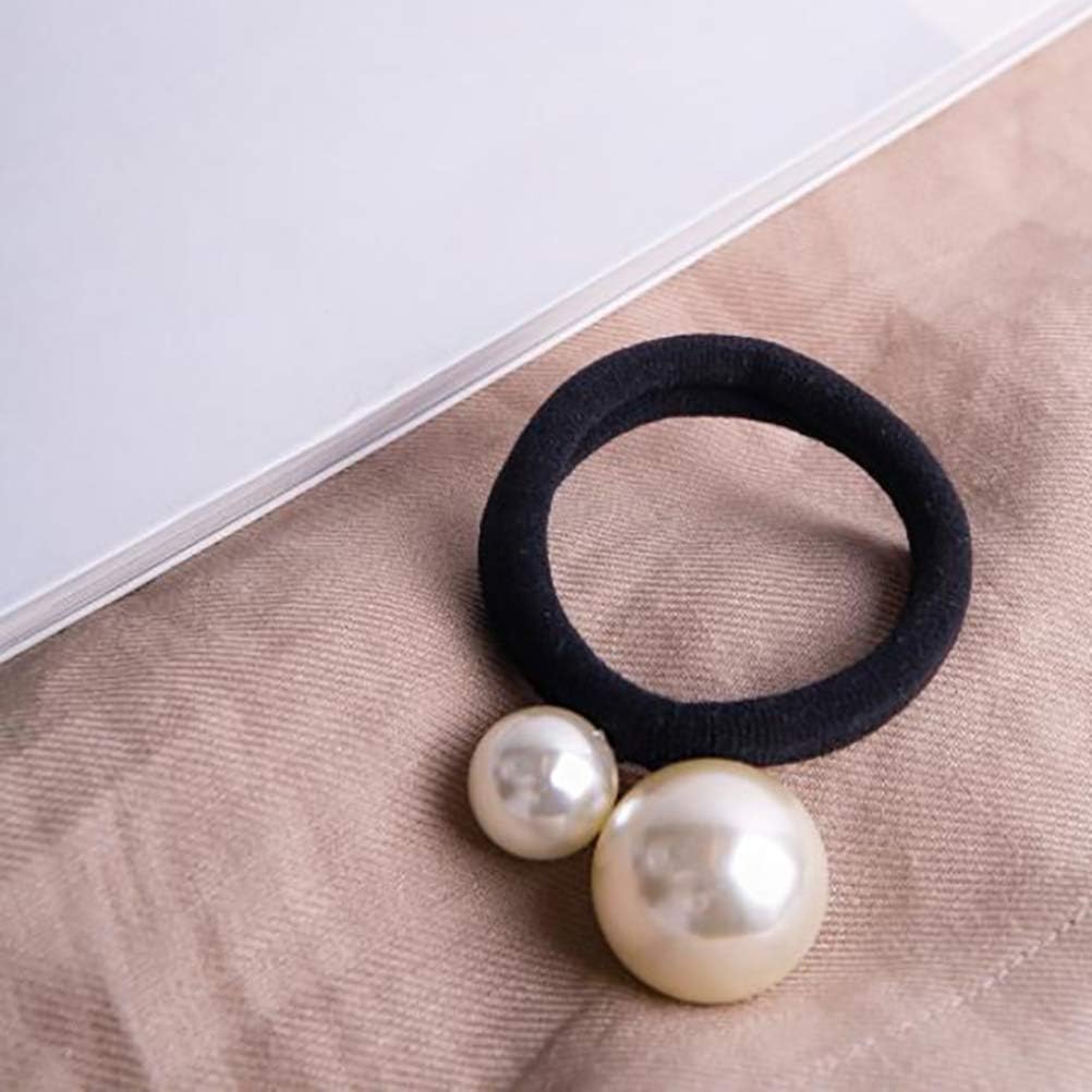 Lurrose 3 pieces pearl hair bobbles cotton stretch hair bands simple beads hair ropes for women girls, Image 1, 3 count (Pack of 1) - Image 5