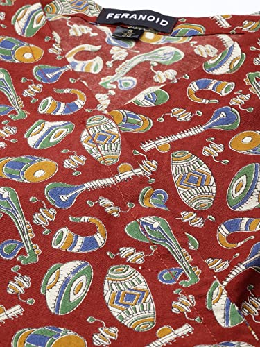 Image of feranoid Floral Print Angrakha 3 Sleeves Flared Kurti