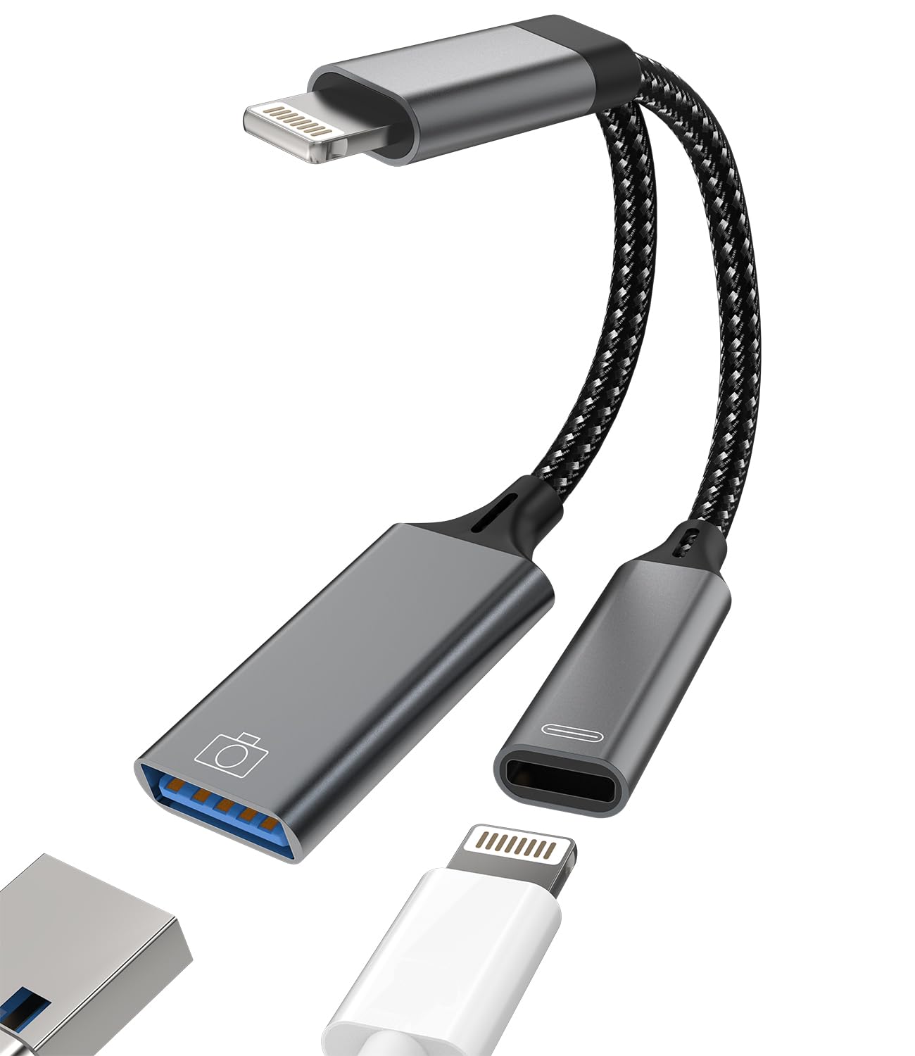TechMatte Per adattatore Lightning a USB-C + adattatore USB C a Lightning, ricarica rapida, compatibile con iPhone/iPad/Samsung e altri dispositivi di tipo C, supporta trasferimento dati