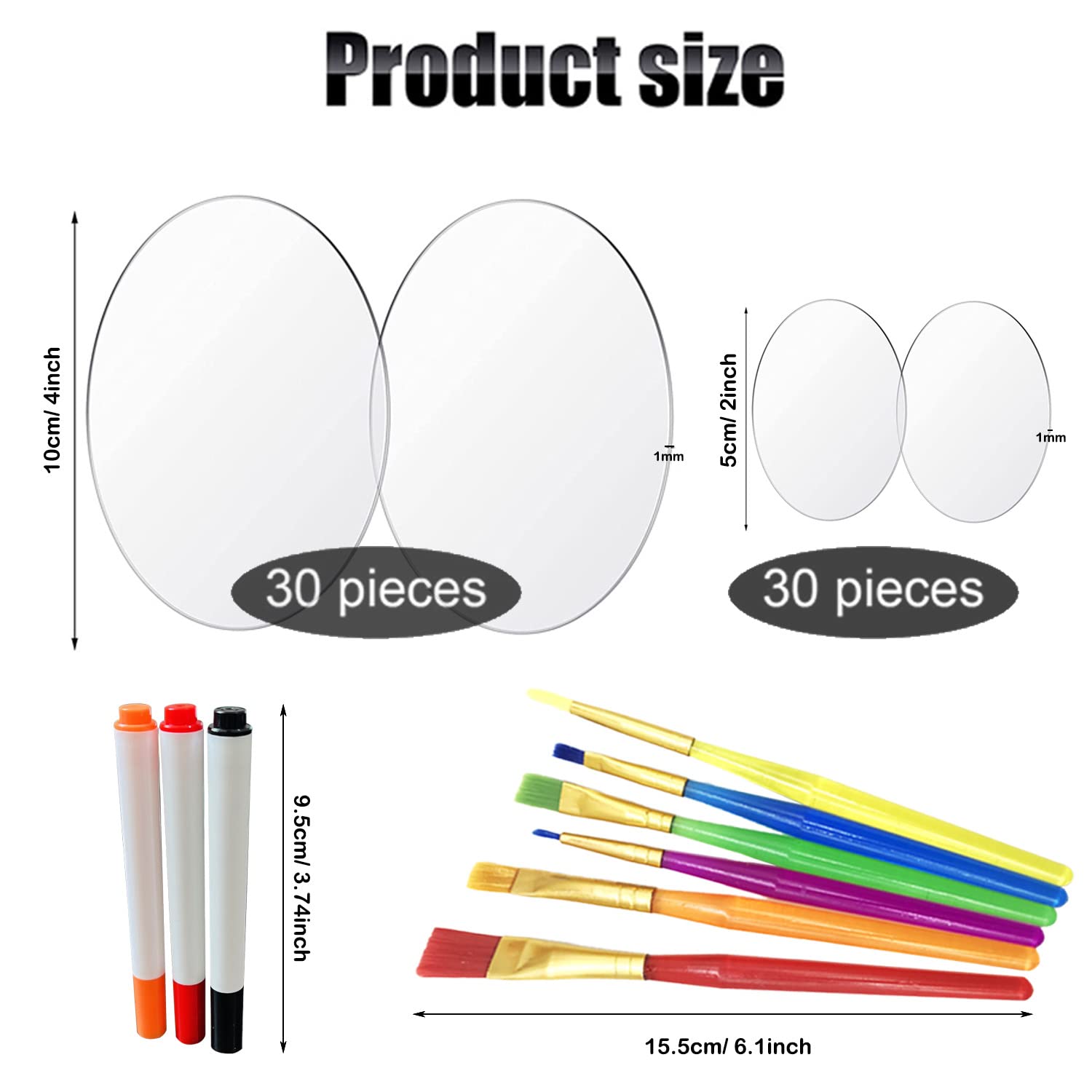 Lot De 60 Feuilles Acryliques Rondes Transparentes De 4 Pouces