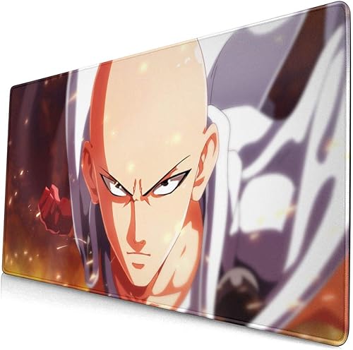 One-Punnch Man Saitama - Alfombrilla de mouse de anime con bordes cosidos, cómoda alfombrilla de mouse para juegos con textura premium, base de goma