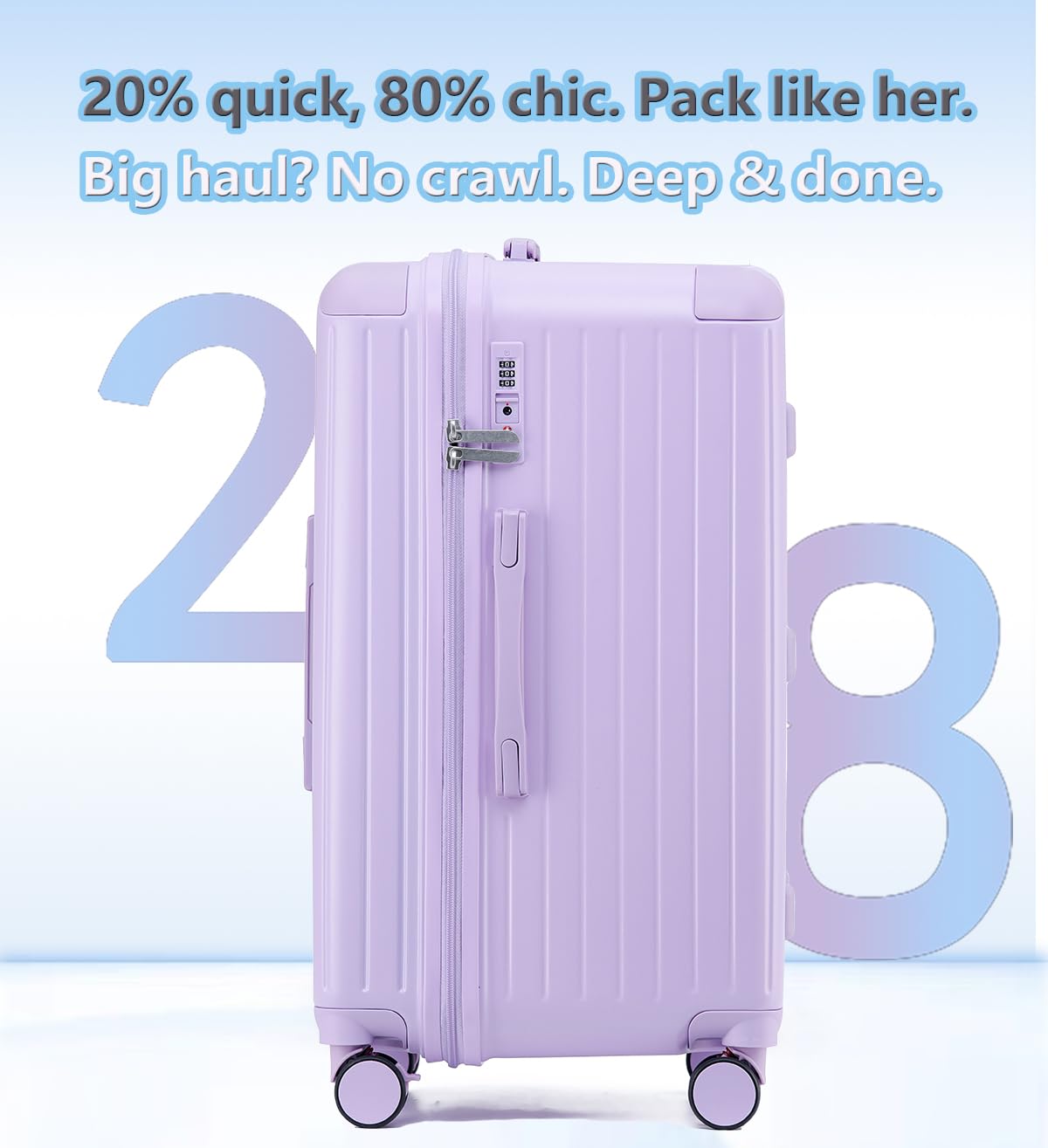 LIGHTGO Maleta 55 cm (32.5x30.5x57.5 cm) Lila - Maleta Estilosa con Candado TSA y Ruedas 360° Giratorias - Fácil de Manejar