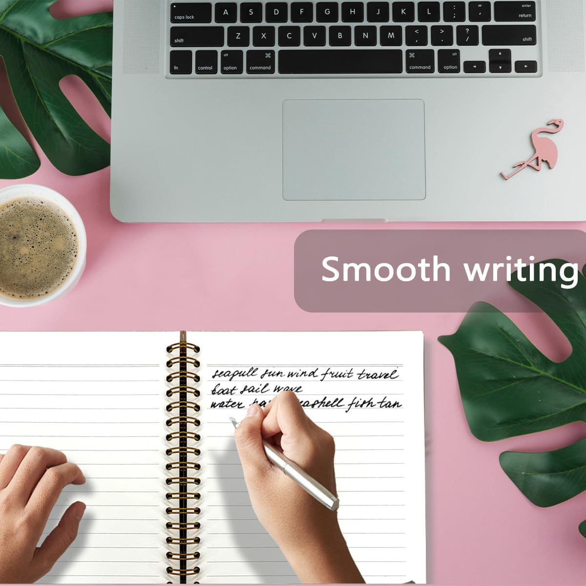 Trendy Preppy Girly Aesthetic Spiral Notebook Journal, Positive Affirmation Gifts for Women, How Lucky Are We Pink Striped Notebooks Journals for Work School Note Taking, 5.5x8.3 - Image 4