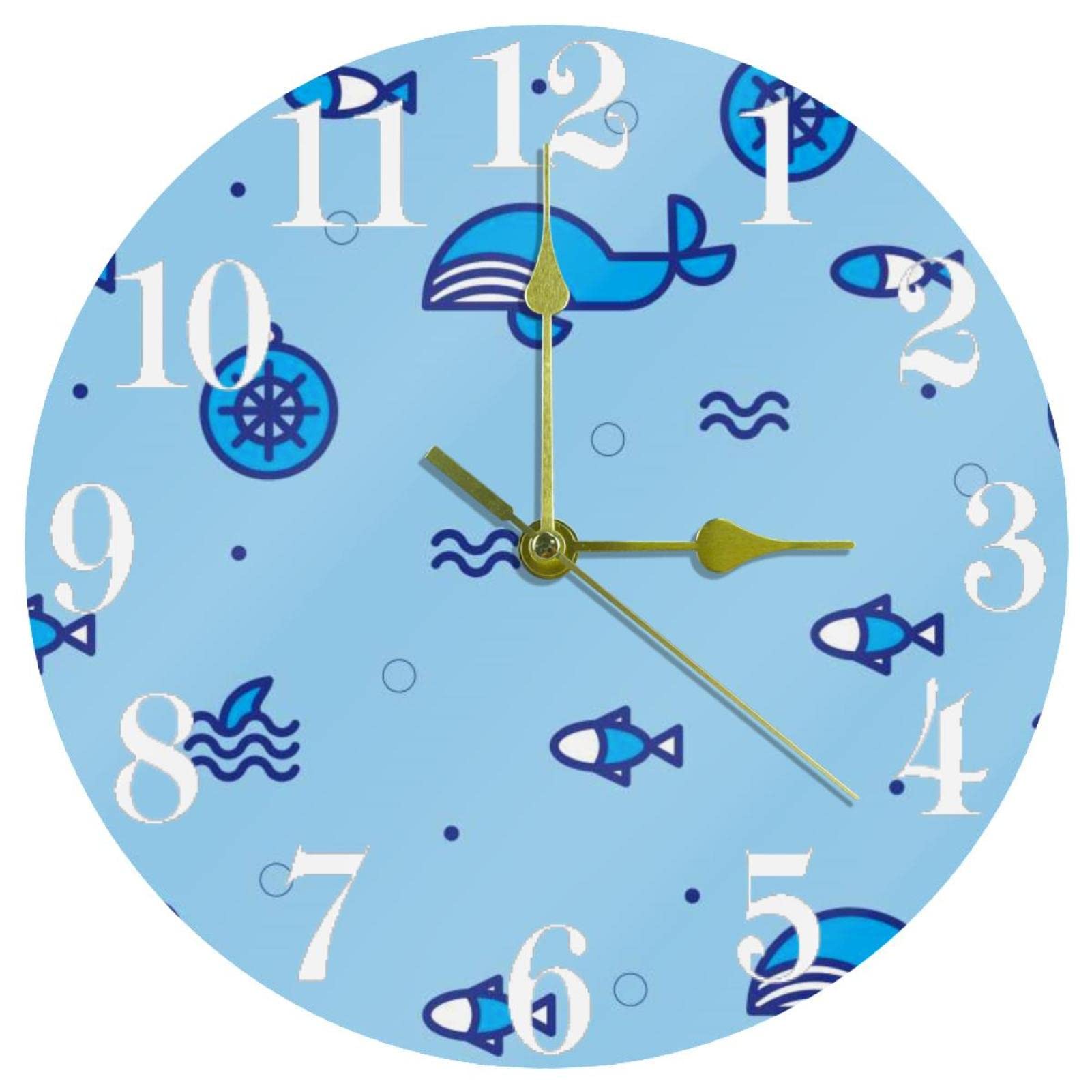 Horloge murale ronde nautique sans tic-tac pour retrouver le calme à la maison