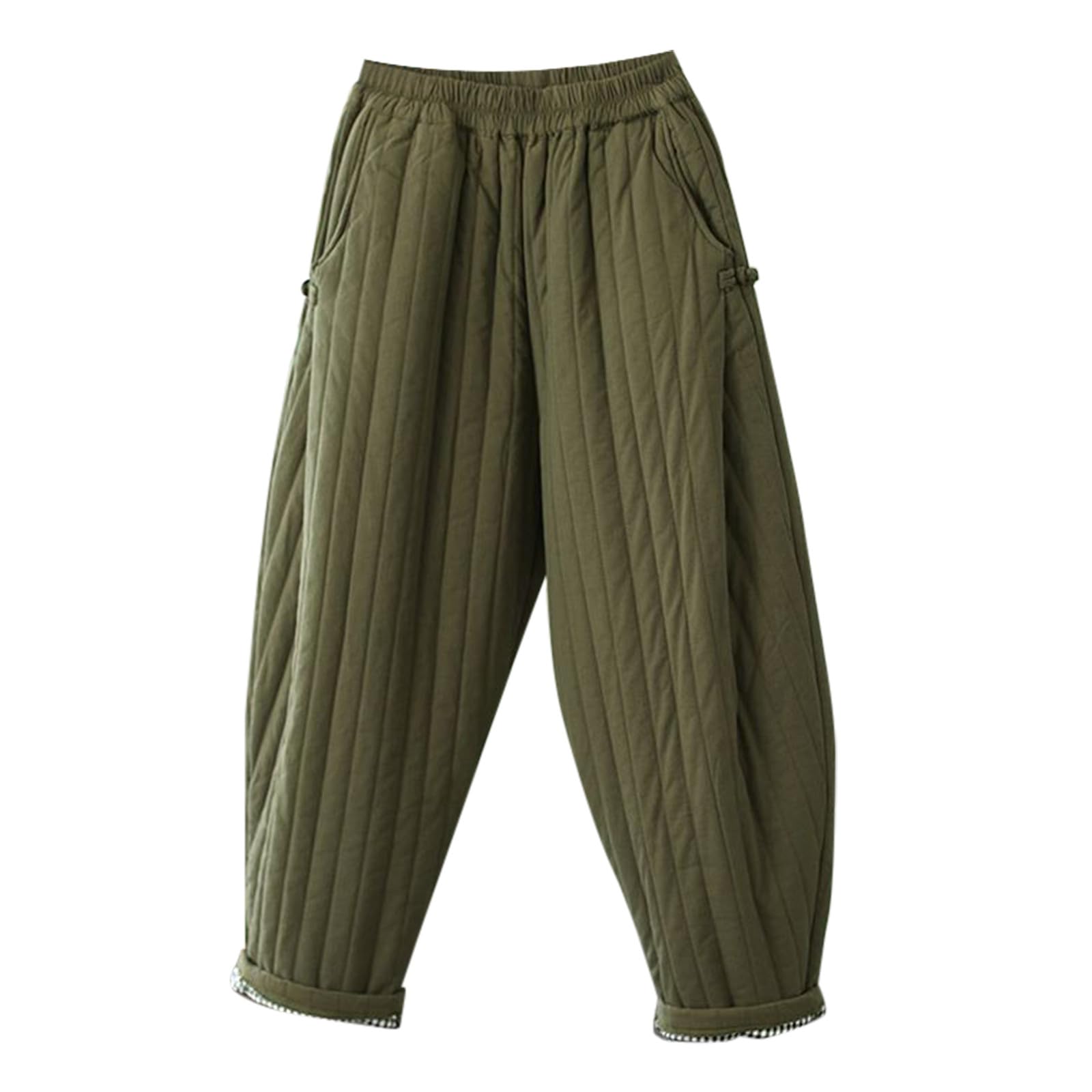 Damen Winter Warme Daunenhose, Thermohose Gefütterte Winddicht Winterhose