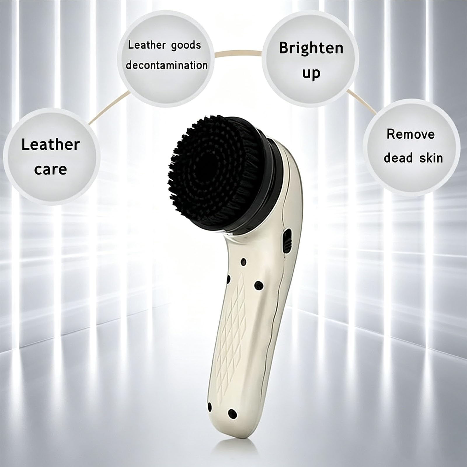 Kit De Cirage Électrique, Cireur De Chaussures en Cuir Rechargeable Portable avec 6 Têtes De Brosse Et Base De Rangement, Nettoyeur De Chaussures Rechargeable par USB pour Lentretien des White