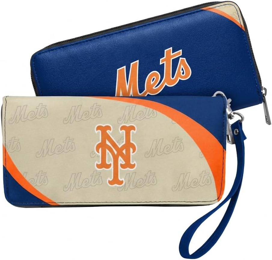 Littlearth MLB New York Mets Curve Zip Organizer Wallet, Wristlet and Wallet in One, Team Color, 8 x 4 x 1 Inches