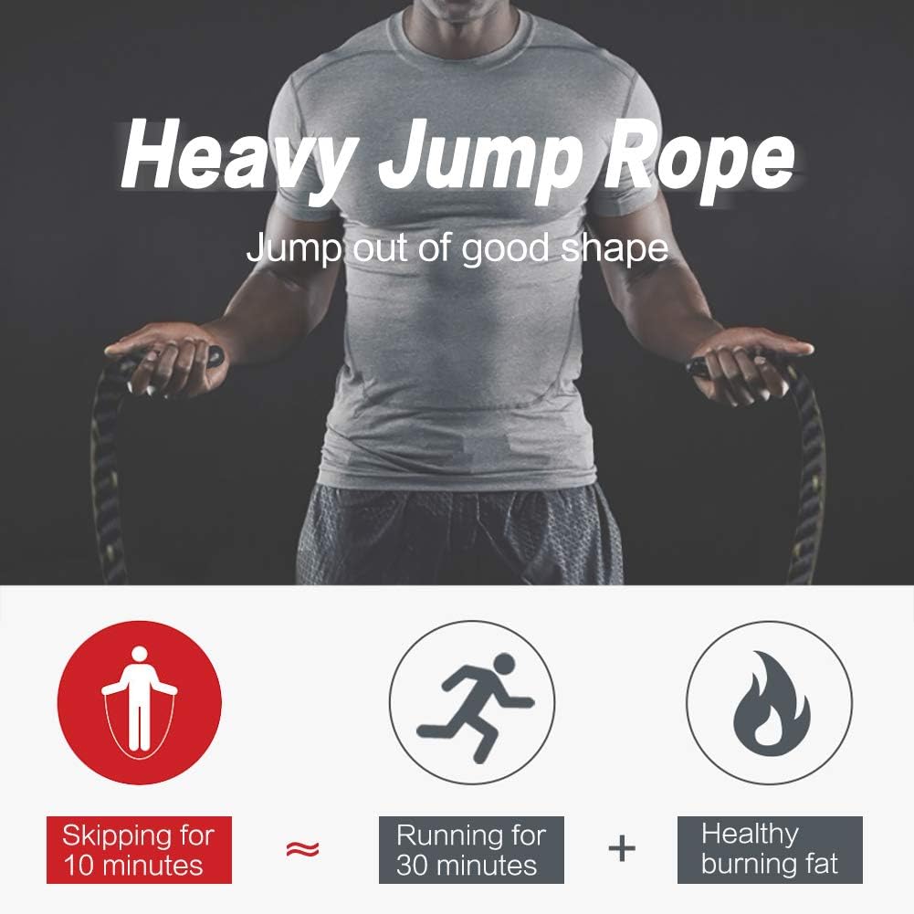 AUTUWT Weighted Jump Rope Skipping Rope Workout Battle Ropes with Gloves for Men Women Total Body Workouts Power Training Improve Strength Building Muscle