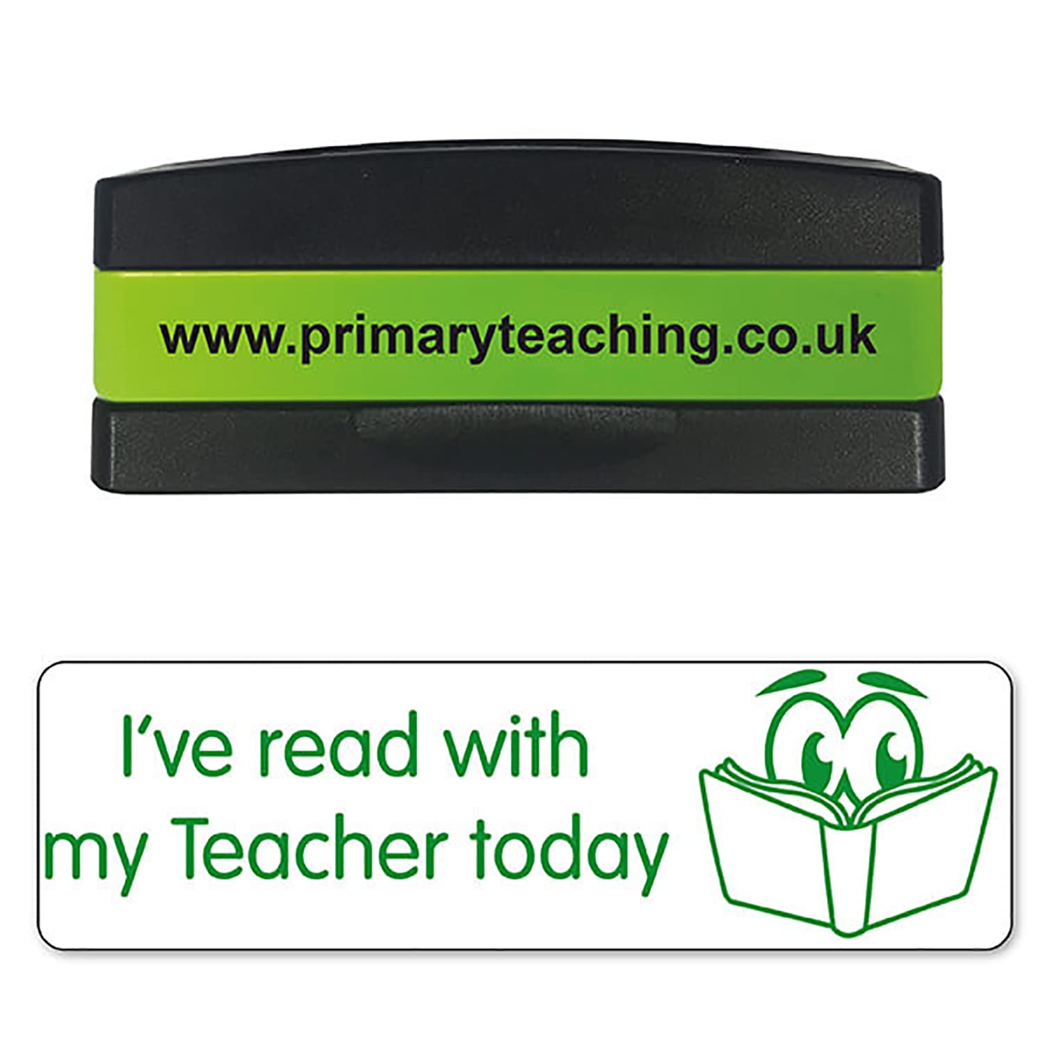 Stackable I've Read with My Teacher Today Pre Inked School Teachers Feedback Marking Stamper Stamp 44x13mm Primary Teaching Services (Green)