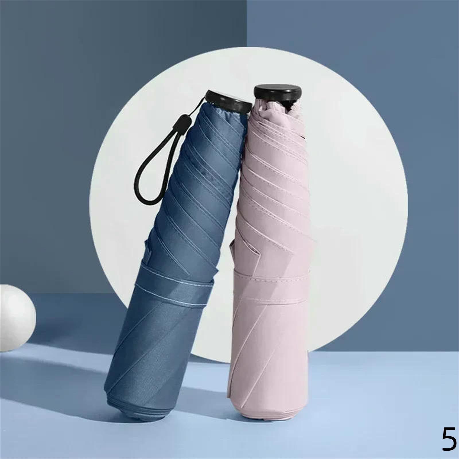 Ombrello da Viaggio Pieghevole Anti UV Rain Portatile Pistarpo -anticontro di Sole Femminile E Maschile-nero-6k