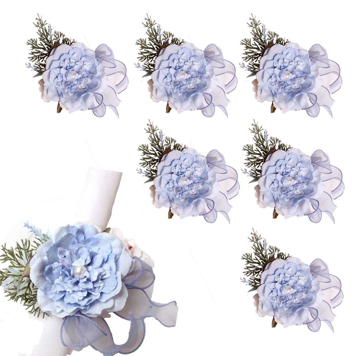 Jiamusi Set of 6 Napkin Rings Handicraft Flower Napkin Rings Spring Napkin Rings Rose Napkin Holders Vine Design Napkin Holder Rings Table Decorations