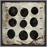 SIGNWIN Framed Canvas Wall Art Black Circles and Lines Over Rust White Metal Abstract Texture Mixed Media Modern Art Industrial Dramatic for Living Room, Bedroom, Office - 16