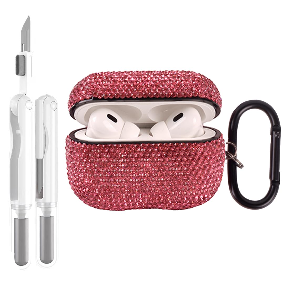 for AirPods Pro Case Cover with Cleaner Kit,Bling Diamond Protective Case for Apple AirPod Pro 2nd/1st Generation Case for Women Men (Pink for Pro)