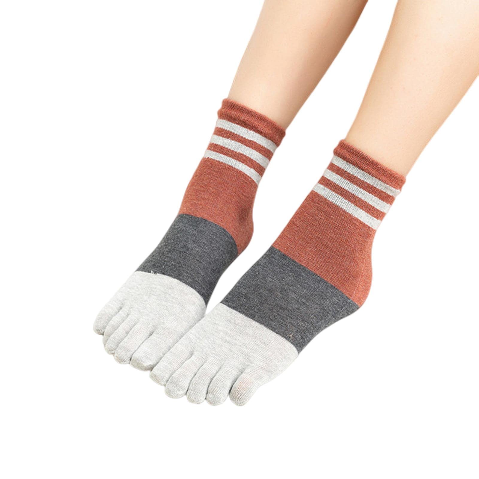 MOGSA Calcetines para mujer, 5 unidades, de algodón, con cinco dedos, transpirables, suaves, cortos