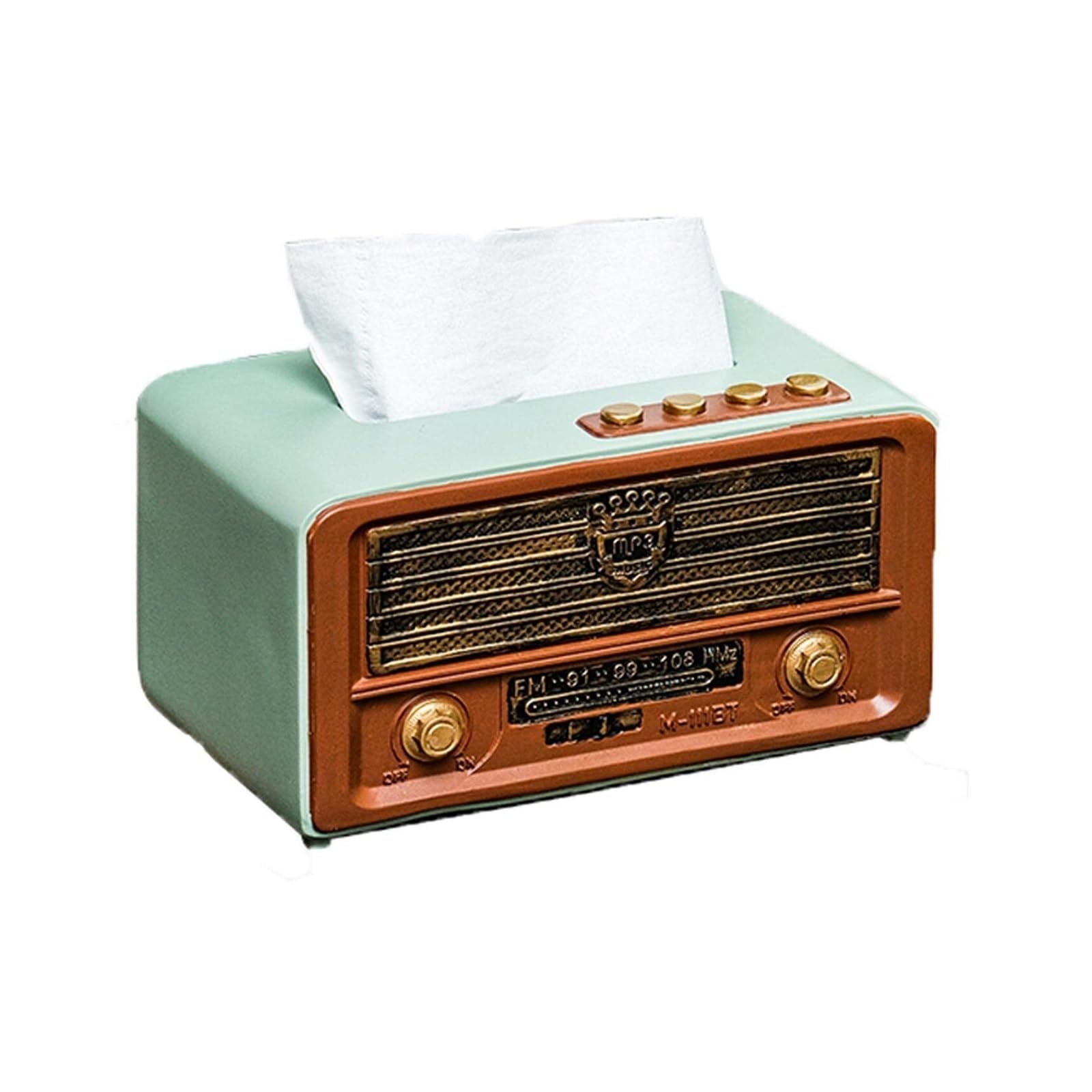 Tissue Dispenser Box Tissue Box Holder Retro Radio Shape Cover For Bathroom Vanity Countertops Napkin Apartment Must Haves(Green)