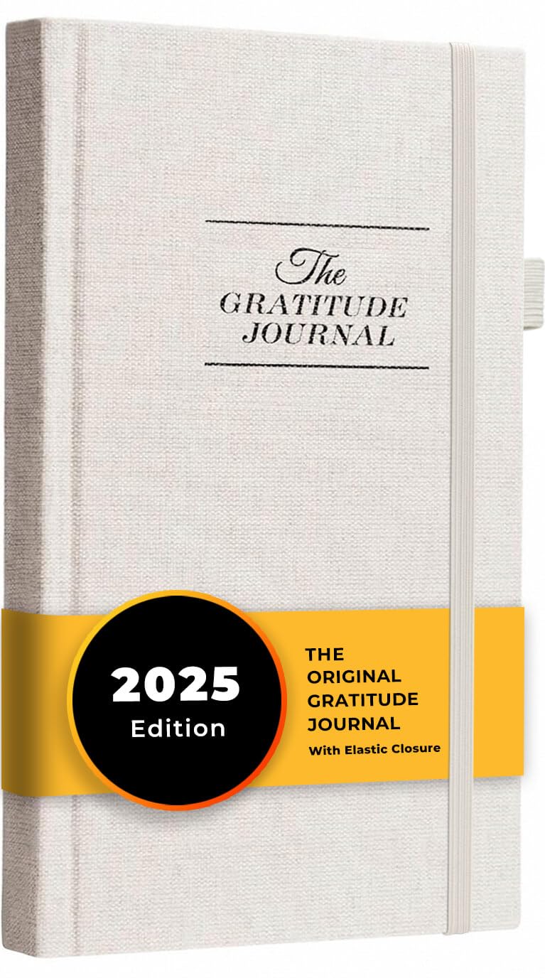 The Gratitude Journal: Inspire Thankfulness, Mindfulness, Positivity, Happiness,Upgraded with Pen Holder, Inner Pocket & Elastic Closure Band (Beige)