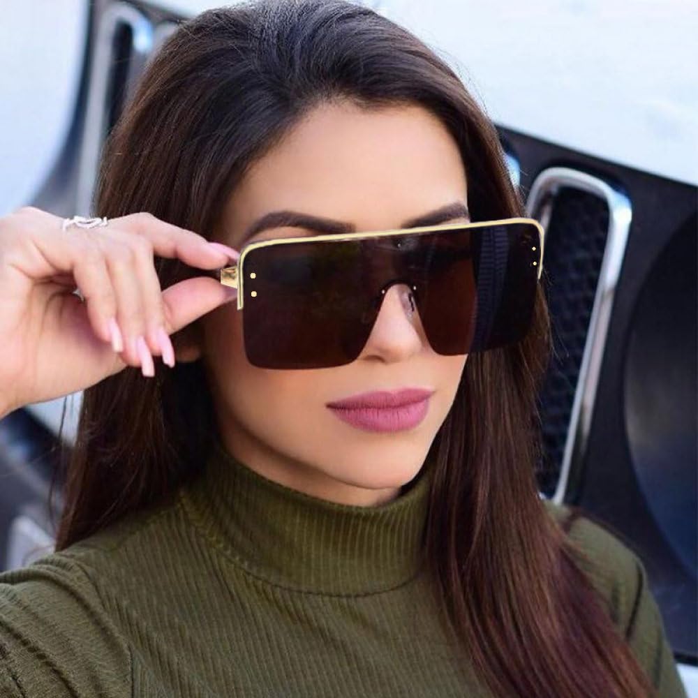Gafas de sol Vintage cuadradas grandes de aleación para mujer, gafas de sol de lujo, gafas de sol negras de gran tamaño, únicas UV400