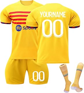 FCB Barcelona Camiseta de Fútbol Personalizadas para Hombres y Niño, equipación Fútbol DIY Nombre Número con Conjunto Top Pantalón Corto y Calcetines