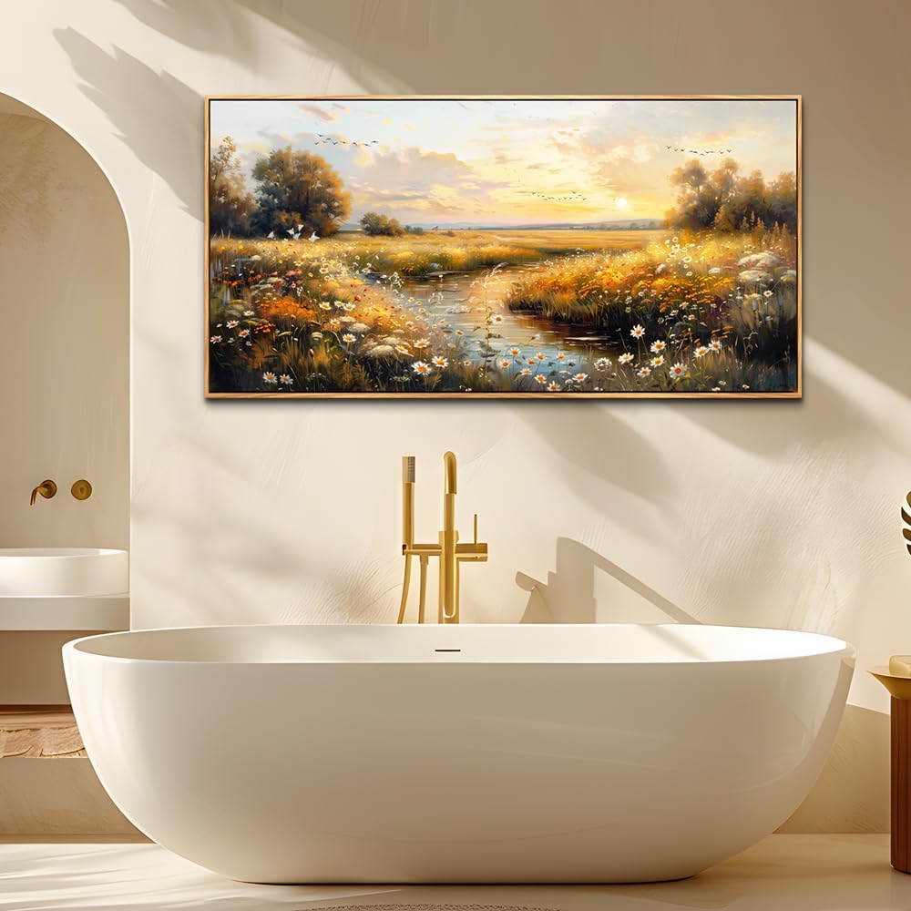 KELIYUAN Large Canvas Wall Decor For Living Room Wall Art For Bedroom Pastoral Landscape Murals Farmhouse Dining Room Wall Painting Office Home Decorations Stretched And Framed Aesthetics 30X60