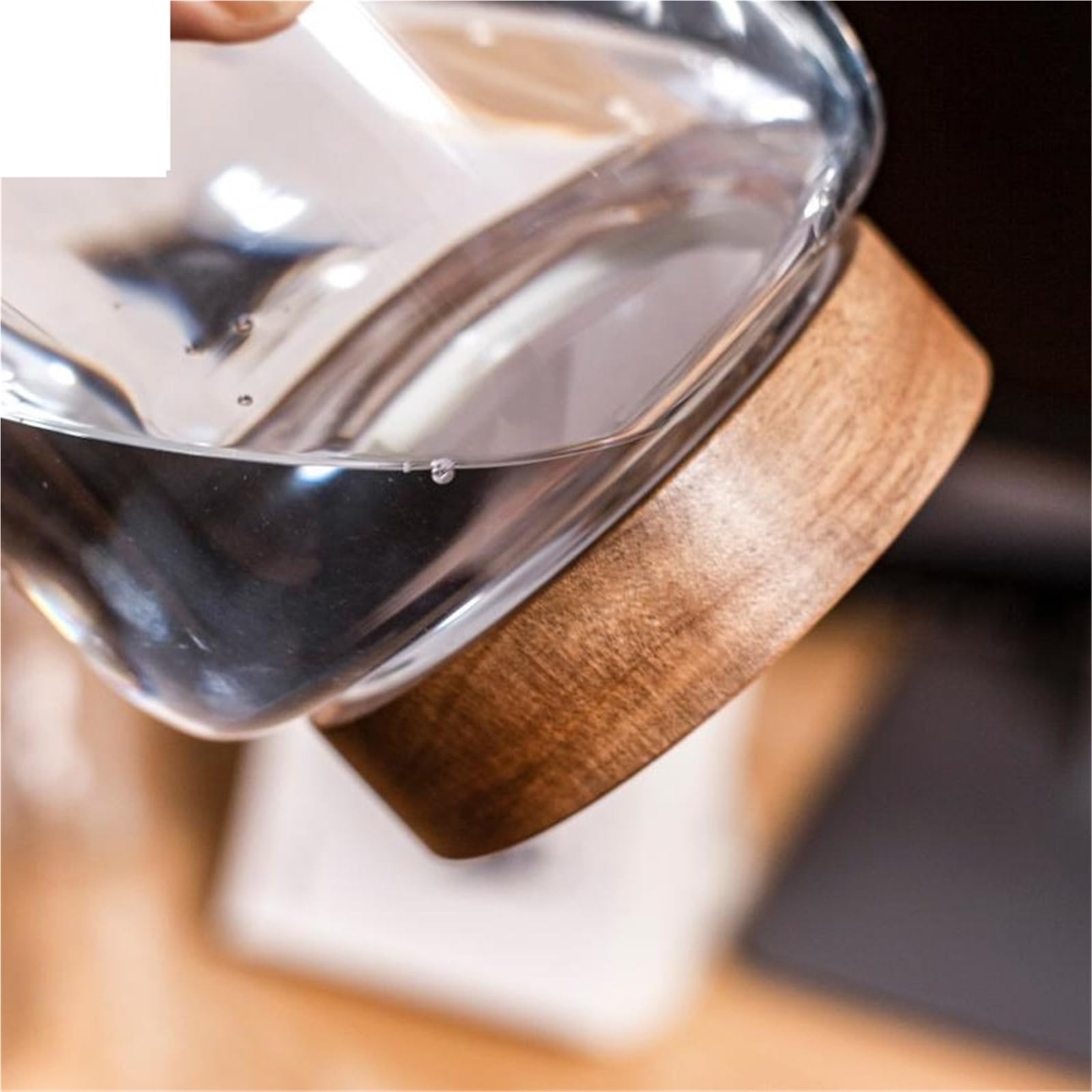 Bonbonglas 1,25/1,95/2,5/3,4 L Glas Candy Jar Runde Lebensmittel Lagerung Glas Mit Holz Deckel Küche Kaffee bohnen Kanister Hause Snack Lagerung FüR SüßWaren(1.25L)