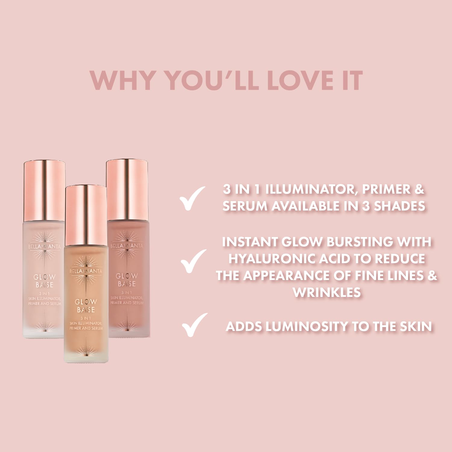 Bellamianta Glow Base, Hydrating Makeup Primer & Illuminator, Radiant Skin Primer with Niacinamide - Image 2