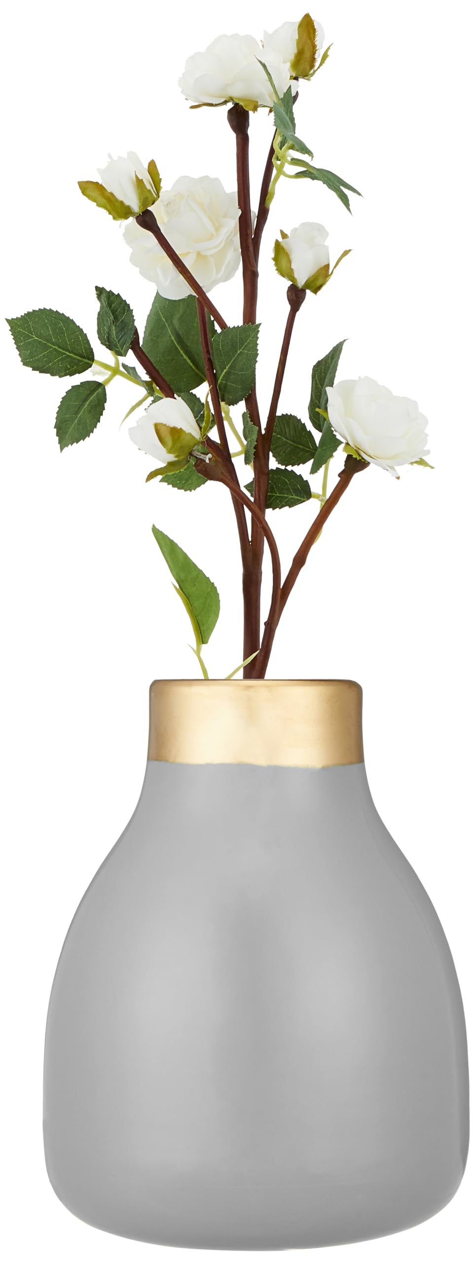 Amazon Brand - Solimo Flower Vase with Rust-Resistant Coating | Stylish and Easy-to-Clean Finish | Compact Design for Modern Décor | Bouquet Vase (Small) - Grey