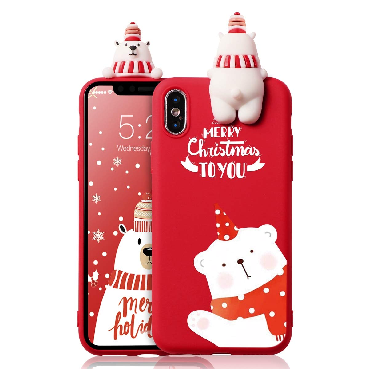 Coque Pour Iphone Se 3-Se 2020-7-8, Coque En Mignon Rouge Silicone Tpu Avec 3D Dessin Animé