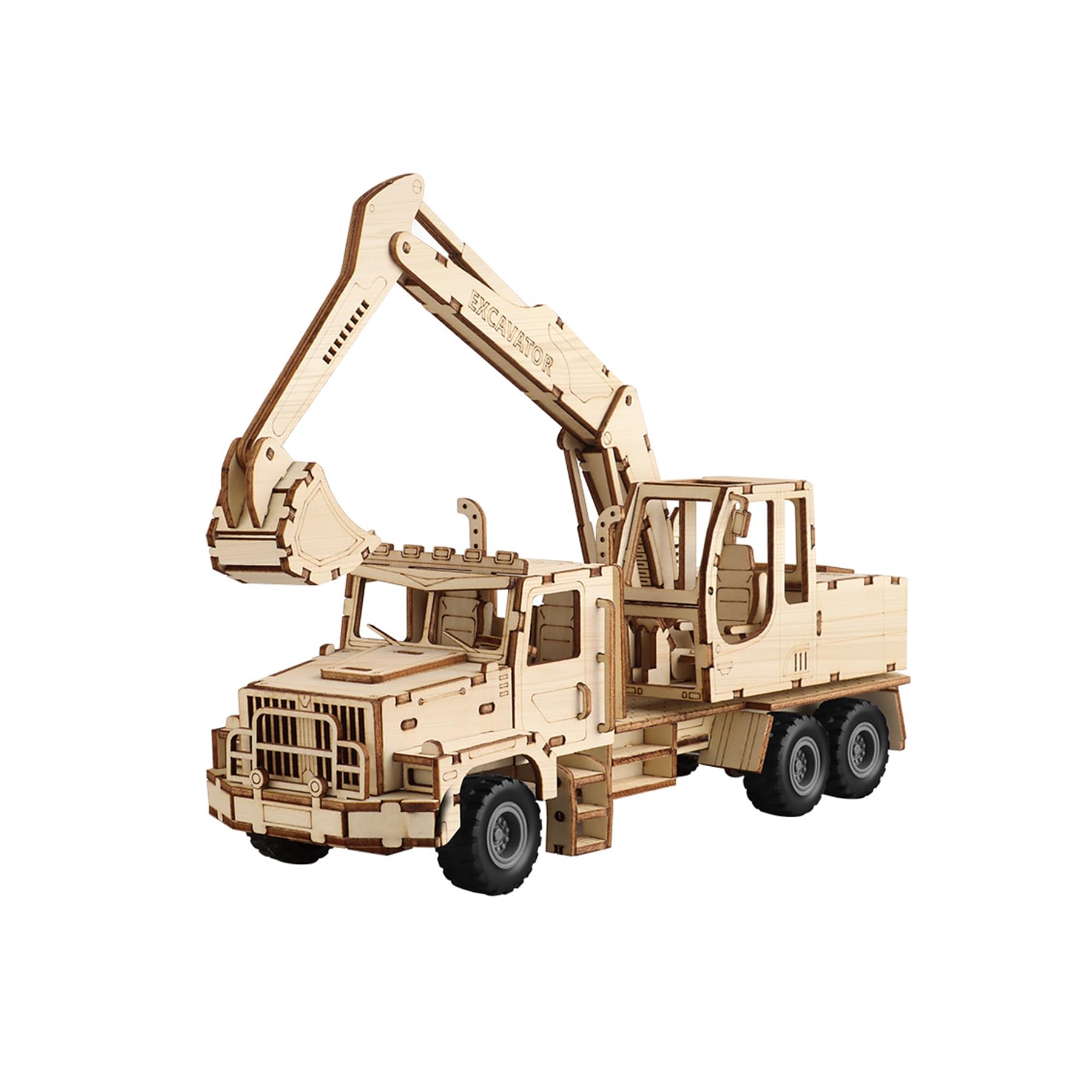 Jixin Xyzhi 3D Planierraupen Bausatz Holz-Modellbau-Set,Holz Bausatz 3D Puzzle, DIY Holzpuzzle mit Gummireifen, 177PCS,Gifts for Boys and Girls 6+ Years Old