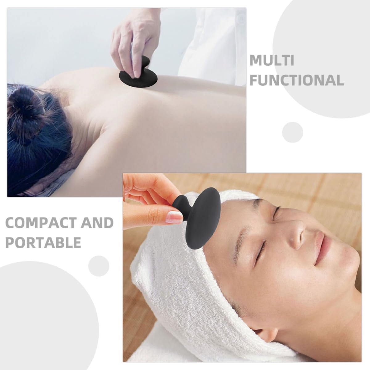 Ciieeo Massaggiatore Pietre Calde e Basalto 4 Pezzi per Massaggio Viso e Rilassamento Muscolare Strumento Gua Sha per Trattamento Facciale
