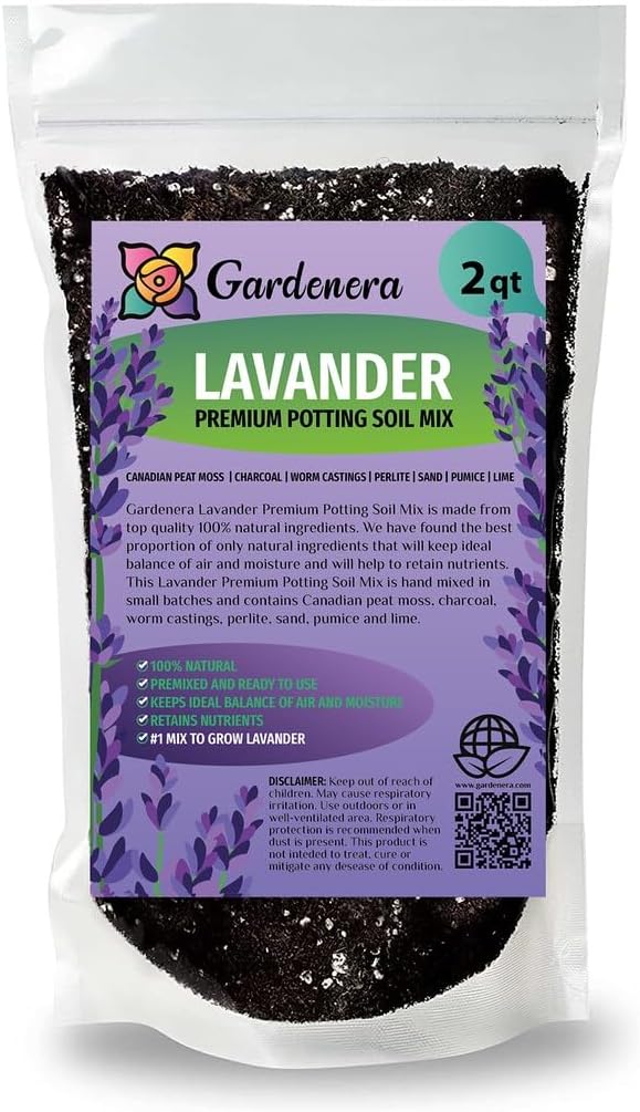 Gardenera Lavender Potting Soil - Support The Resilience and Growth of Your Plants - 5 QUARTS