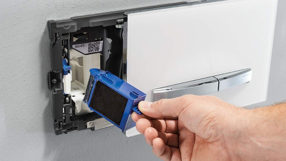 Geberit 115050211 DuoFresh Module avec déclenchement automatique, évacuation des odeurs WC, pour plaques de déclenchement Sigma Chromé brillant