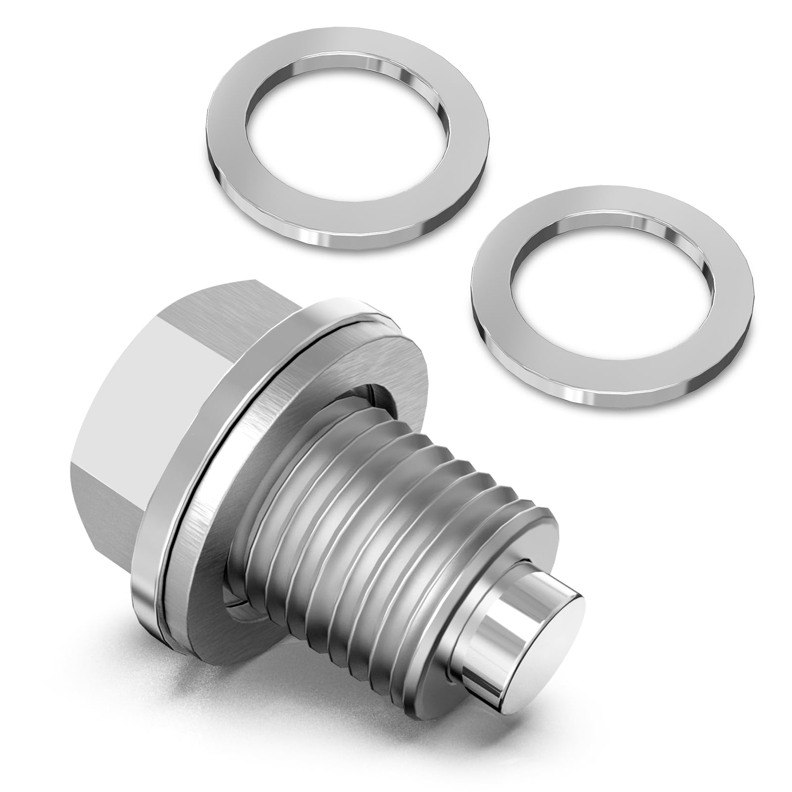 Magnetic Oil Drain Plug M14 x1.5, Stainless Steel Engine Oil Pan Drain Plug with Crush Washer Gasket, Fits Honda Acura Ford GM Mazda Hyundai KIA and More Vehicles