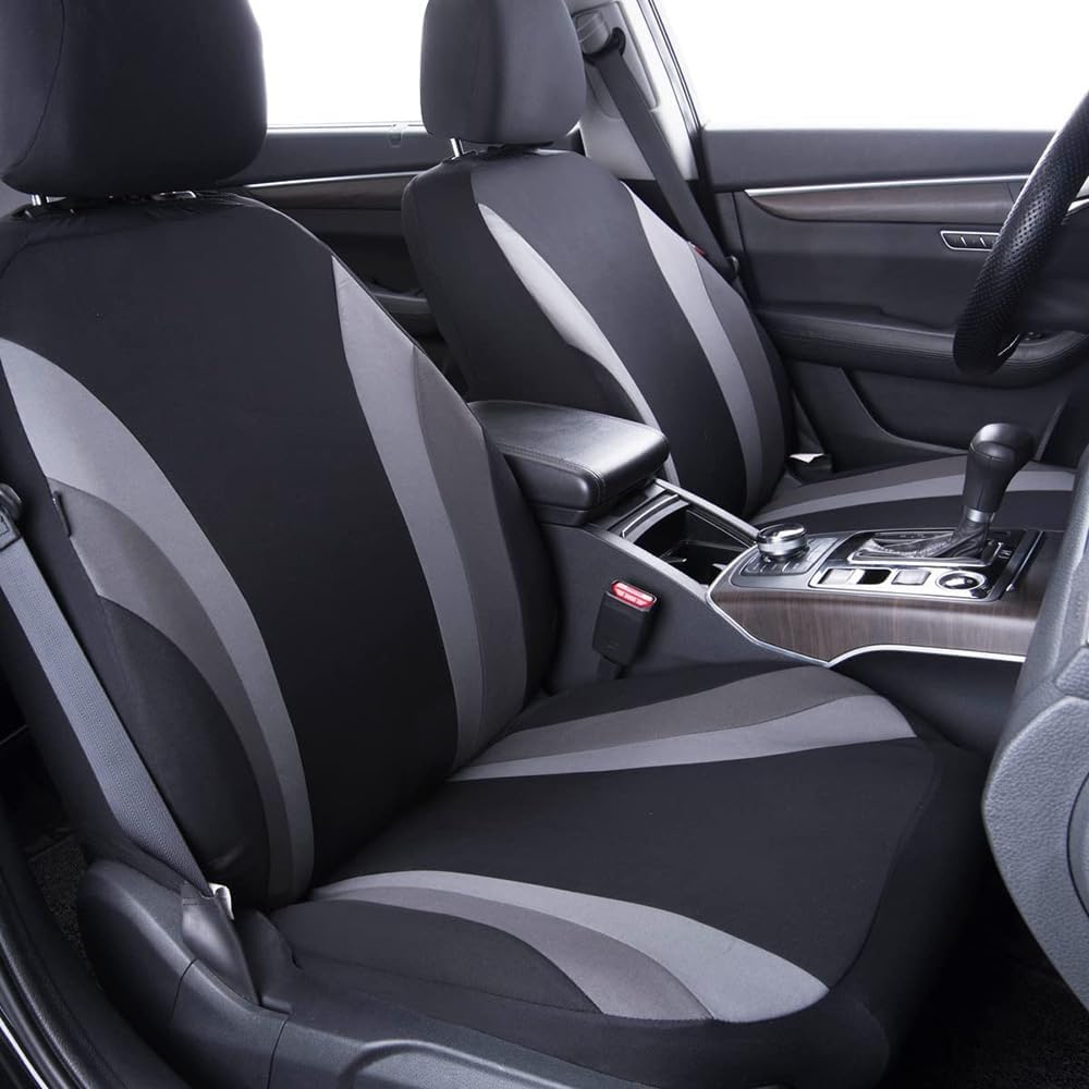 2 Pack Seat Car Seat Covers for Toyota Yaris iA 2017-2018 Black Grey Front Seat Universal Automotive Car Seat Covers, Vehicle Interior Covers