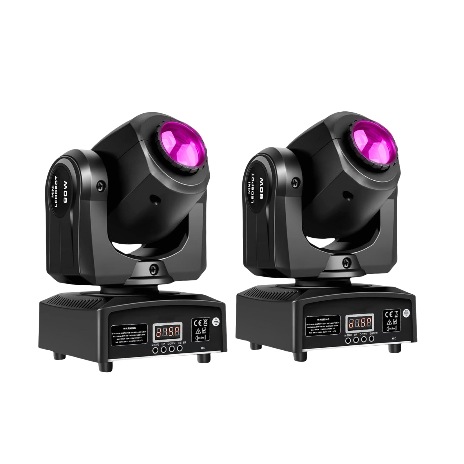 2 Stück Mini 60W Moving Head LED Bühnenlicht Beam, RGBW LED Partylichter DMX512 9/11CH Soundsteuerung für Disco DJ Party Clubs