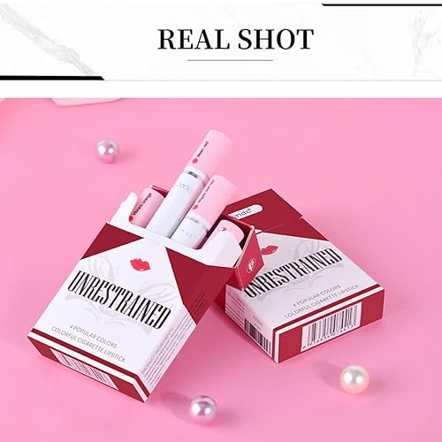 Miniatura 7 de FYEBOO Labiales de tubo de 4 colores, juego de lápices labiales de cigarrillo, Labiales Mate Velvet Lipstick Hidratante y suave, tinte de labios