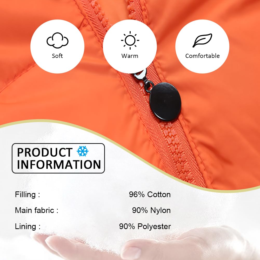 Veste Matelassée Enfant à Capuche avec Lunettes Doudoune Fille Zippée Manteau Hiver Garçon Épaissi Chaud